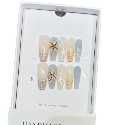 Handmade Coastal-Inspired Press-On Nail Set Acalora