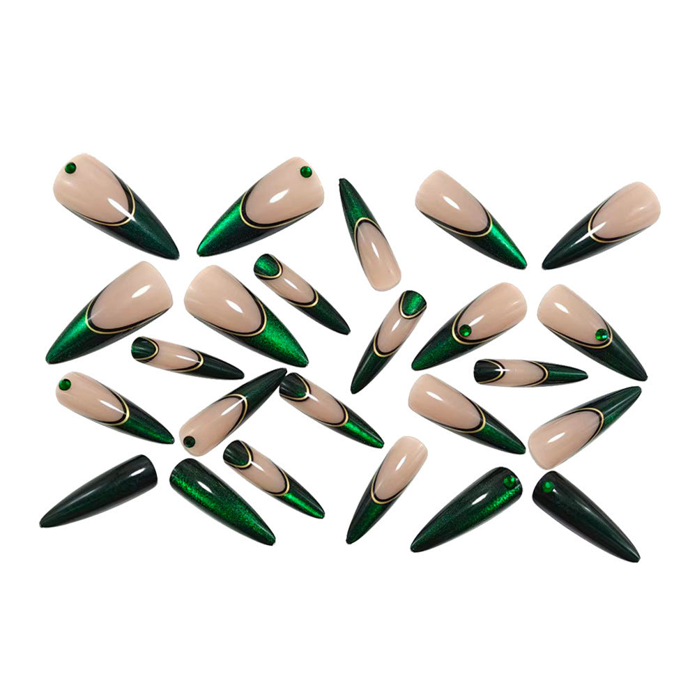 Artificial nails with elegant glitter gradient and modern accents Acalora