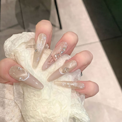Decorative Stiletto Press-On Nail Set with Artistic Accents Acalora
