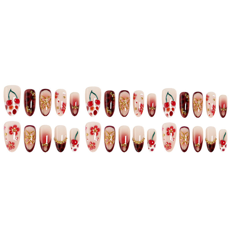 Artificial nail set with elegant floral designs and glitter effect Acalora