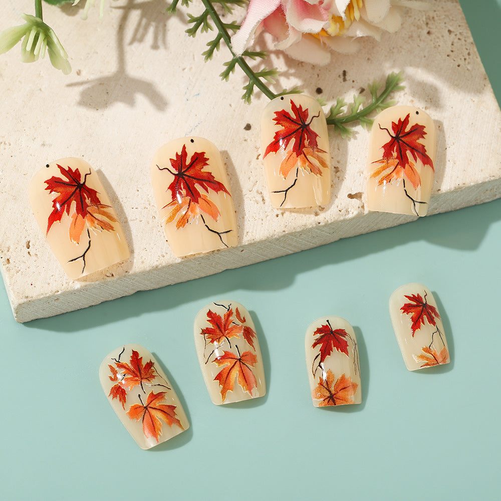 Artificial nails with autumn leaf patterns Acalora