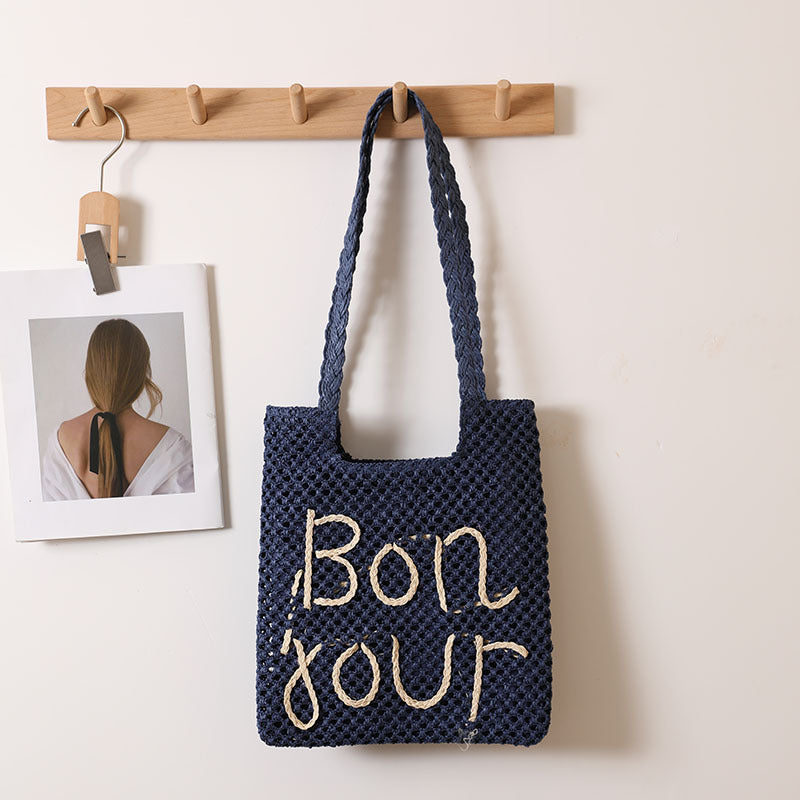 Women's Handmade Basket Bag with Fancy Lettering Karnz
