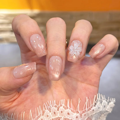 Floral Embellished Press-On Nail Set Acalora
