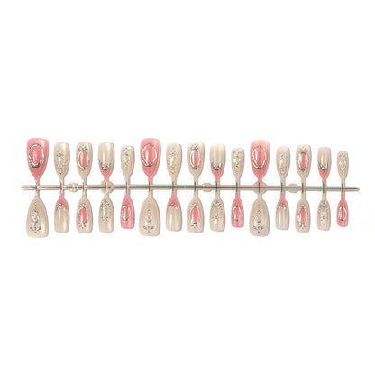 Decorative Press-On Nail Art Set with Floral and Shimmer Accents Acalora