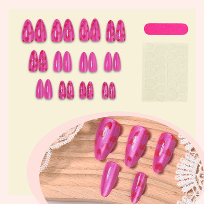 Decorative Press-On Nail Art Set with Heart Patterns Acalora