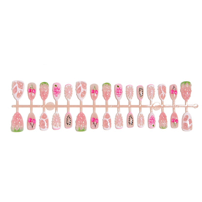 Art nail set with fruity patterns and glamorous accents Acalora