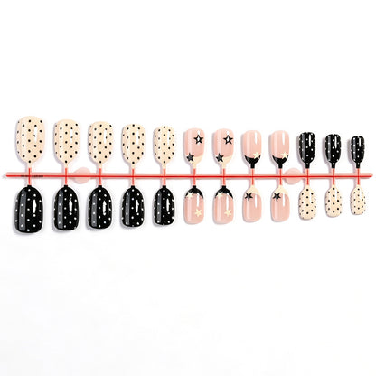 Chic Polka Dot and Star Press-On Nail Set Acalora