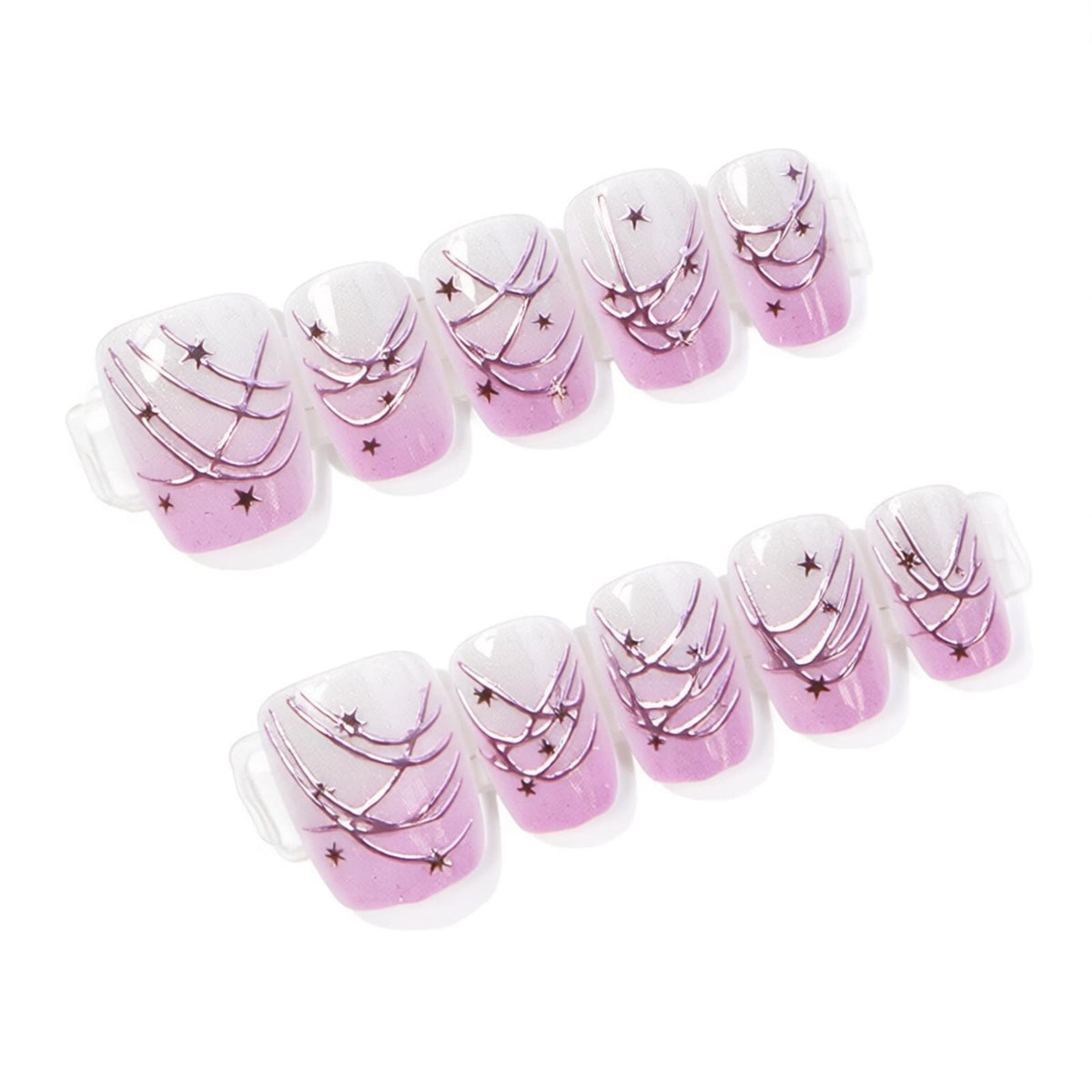 Artistic Nail Art Press-On Set with Star Accents Acalora