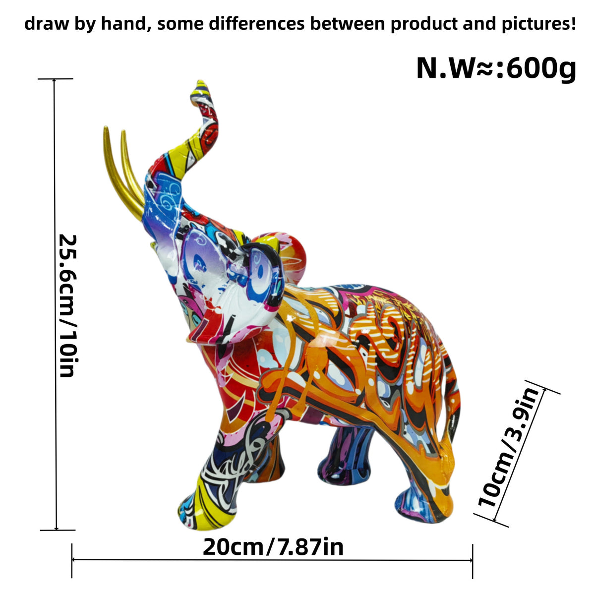 Creative elephant figurine with colorful design Acalora