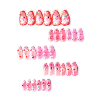 Decorative Heart-Themed Press-On Nail Set Acalora