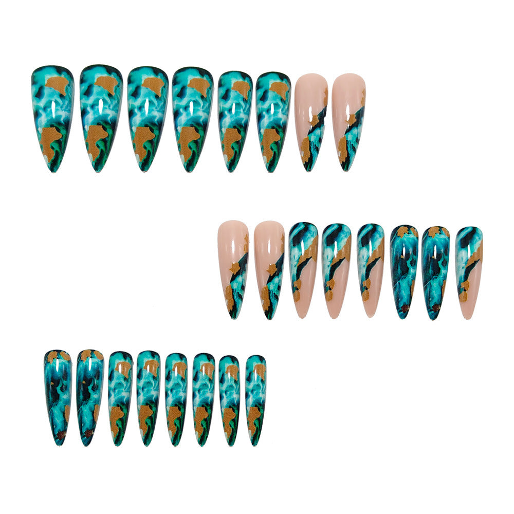 Luxury marble design artificial nails Acalora