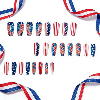 Patriotic Star and Stripes Nail Art Acalora