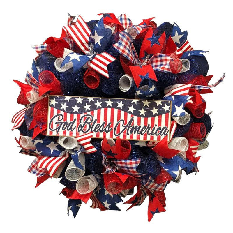Unisex nan layered star wreath door decor with mixed ribbon bows and wooden accents Bowlift