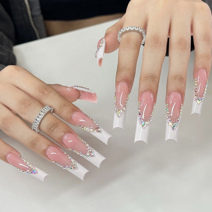 Elegant Crystal-Embellished Press-On Nail Design Acalora