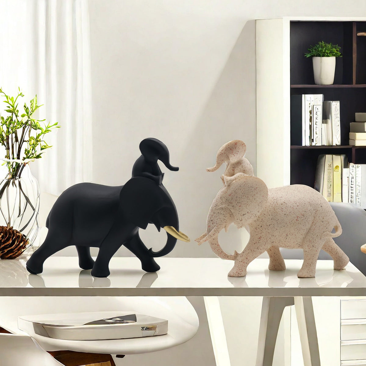 Decorative Elephant Family Sculpture Acalora