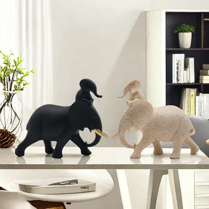 Decorative Elephant Family Sculpture Acalora