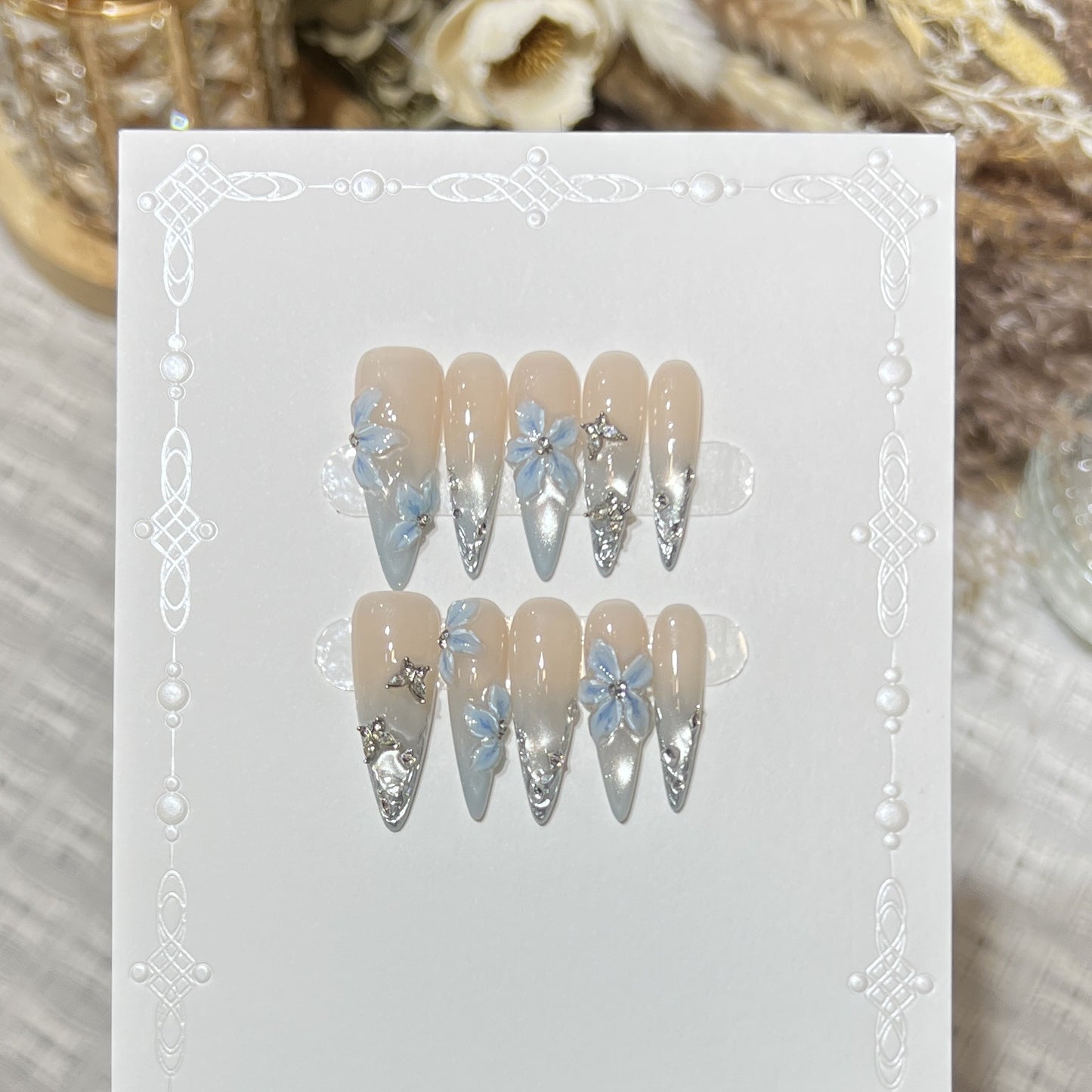 Elegant Stiletto Floral Press-On Nail Set Acalora