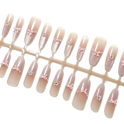 Artificial nails with elegant glitter and bow design Acalora