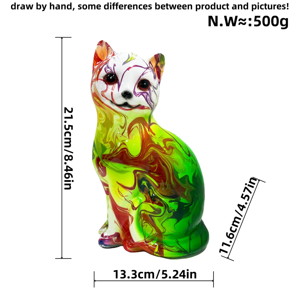 Artistic cat figurine in vibrant design Acalora