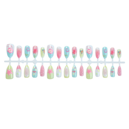 Creative Tropical-Inspired Press-On Nail Art Set Acalora