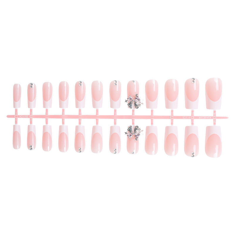 Elegant Decorative Press-On Nail Art Set with Rhinestone Accents Acalora