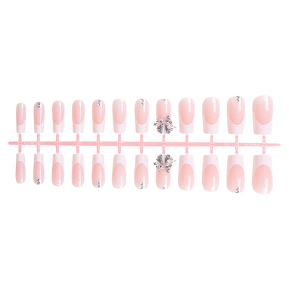 Elegant Decorative Press-On Nail Art Set with Rhinestone Accents Acalora
