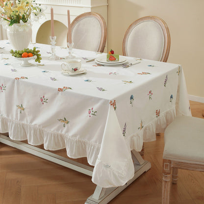Embroidered Floral Tablecloth