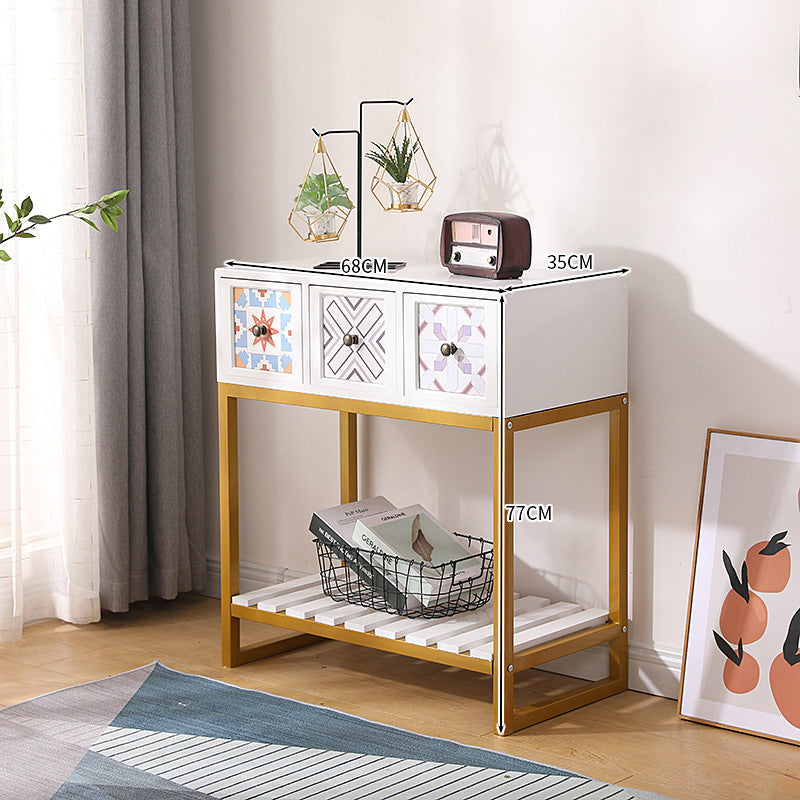 Rustic Wooden Console Table with Storage Acalora