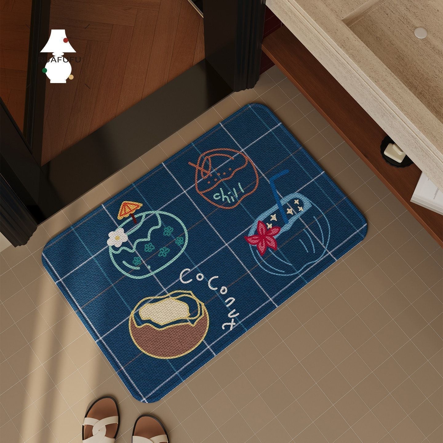 Floral Themed Bathroom Rug
