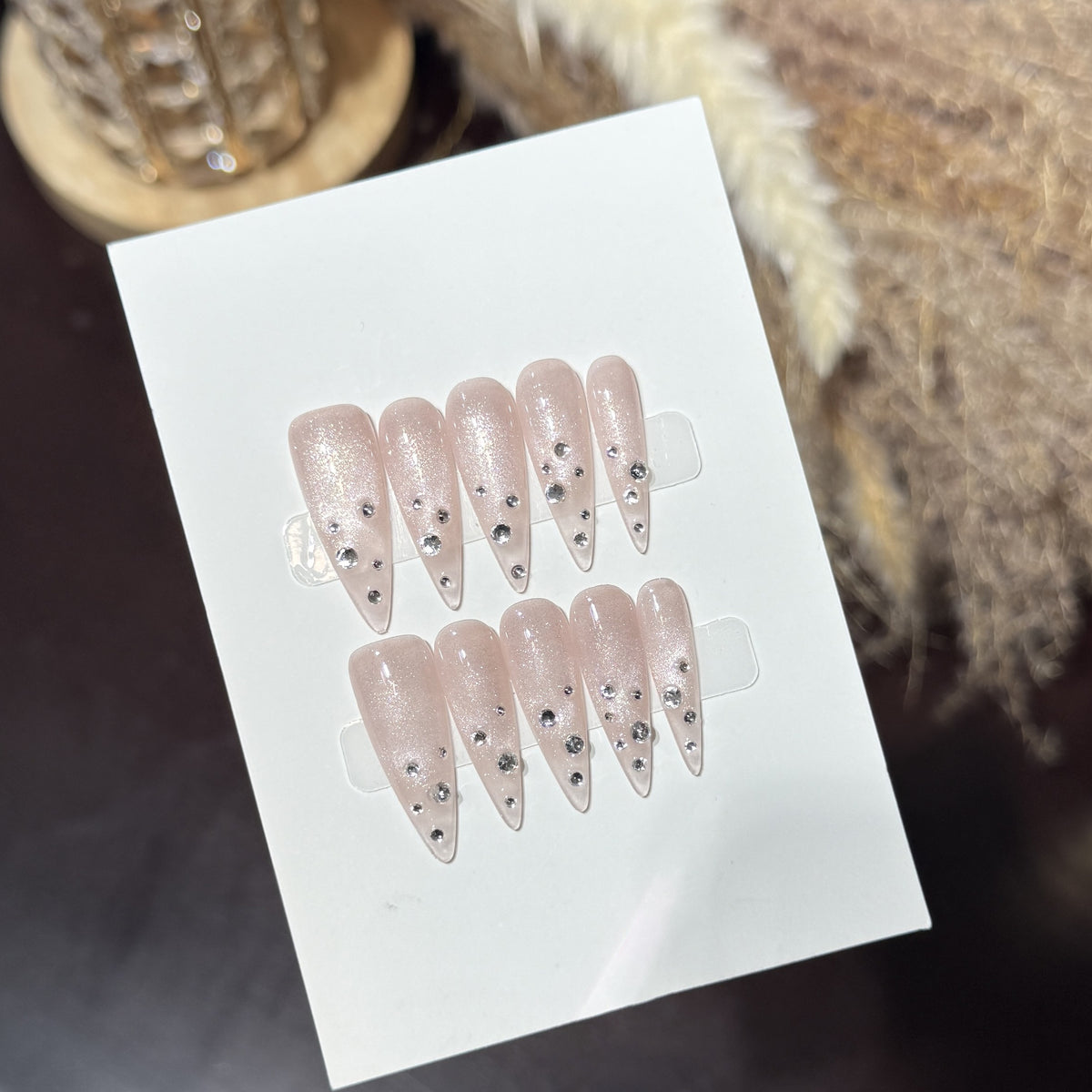 Elegant Rhinestone-Embellished Stiletto Press-On Nails Acalora