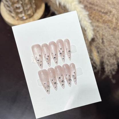Elegant Rhinestone-Embellished Stiletto Press-On Nails Acalora