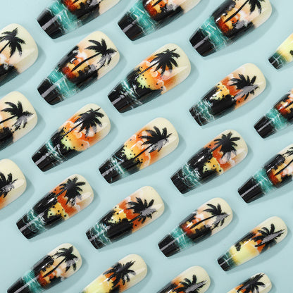 Artificial nails with tropical palm design Acalora