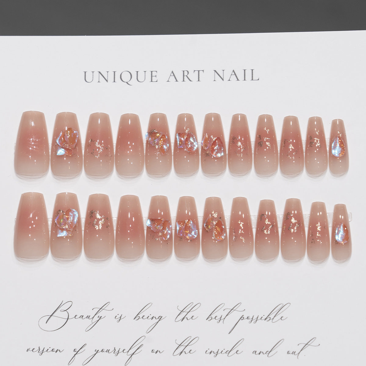 Artistic Press-On Nail Tips with Floral Design Acalora