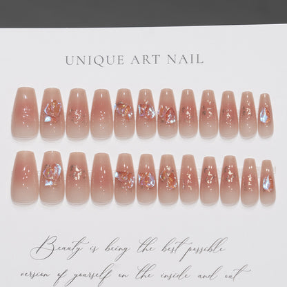 Artistic Press-On Nail Tips with Floral Design Acalora