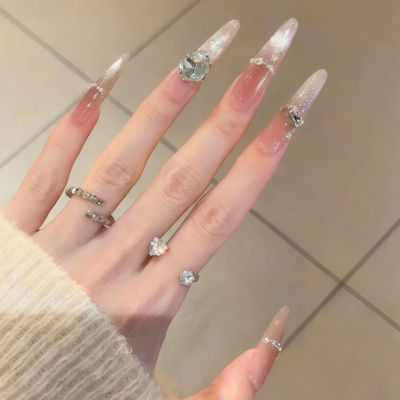 Glamorous artificial nails with crystal accents Acalora