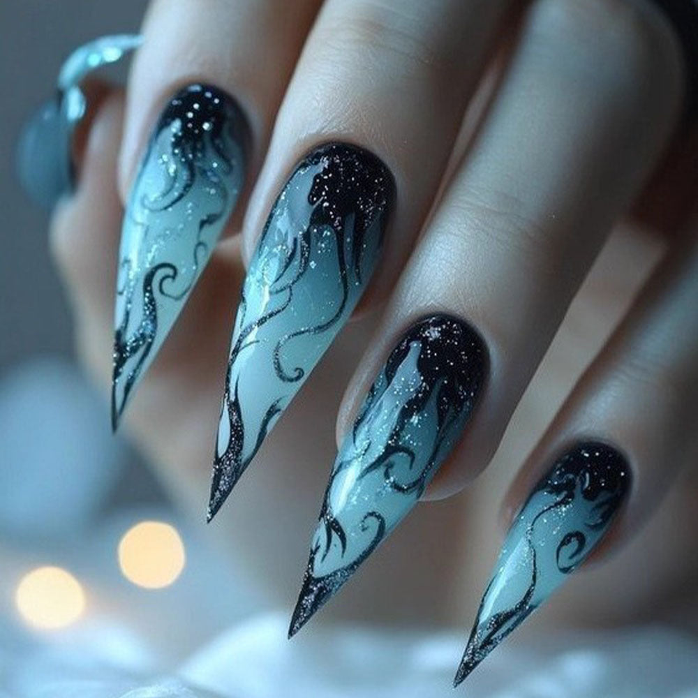 Artificial nails with glamorous tip design Acalora