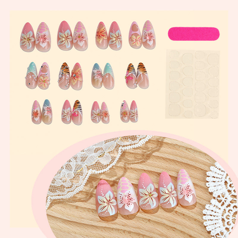 Floral-Themed Gel Press-On Nails Acalora