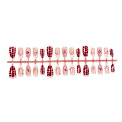 Artistic Press-On Nail Set with Floral and Leopard Designs Acalora