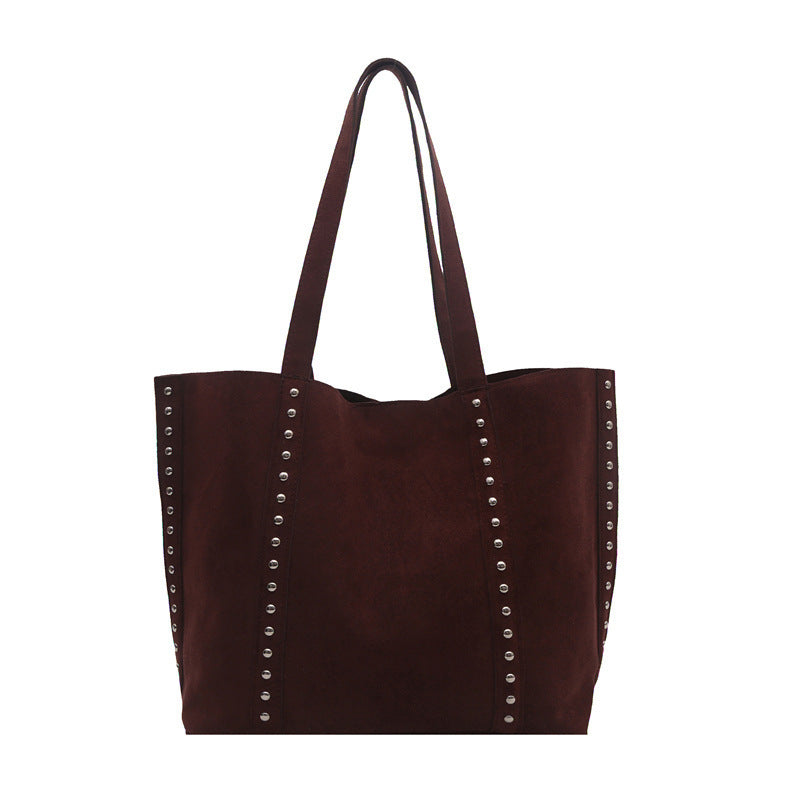 Chic Studded Suede Tote Bag Acalora