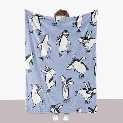 Penguin-Themed Plush Throw Blanket