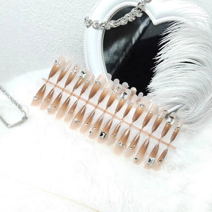 Acrylic nail set with glamorous 3D rhinestone applications Acalora