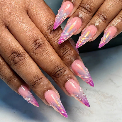 Artificial nails in modern design with pointed accents Acalora