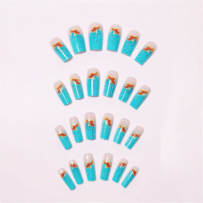 3D Fish and Bubbles Acrylic Nail Art Acalora