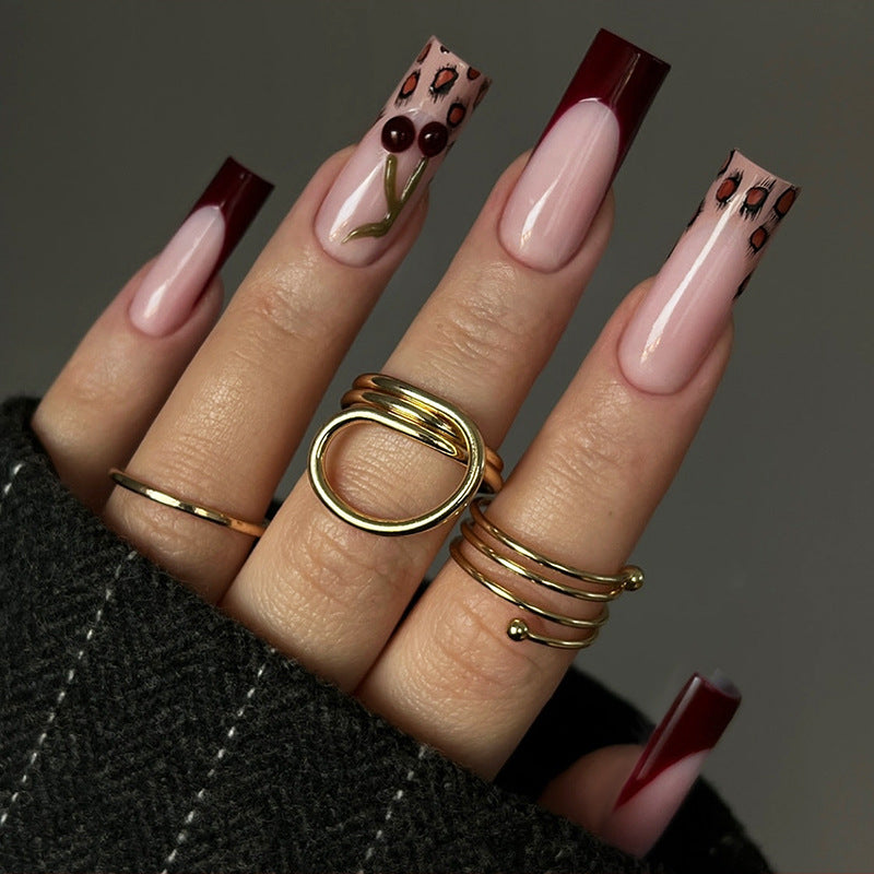 Artistic Floral Press-On Nail Set Acalora