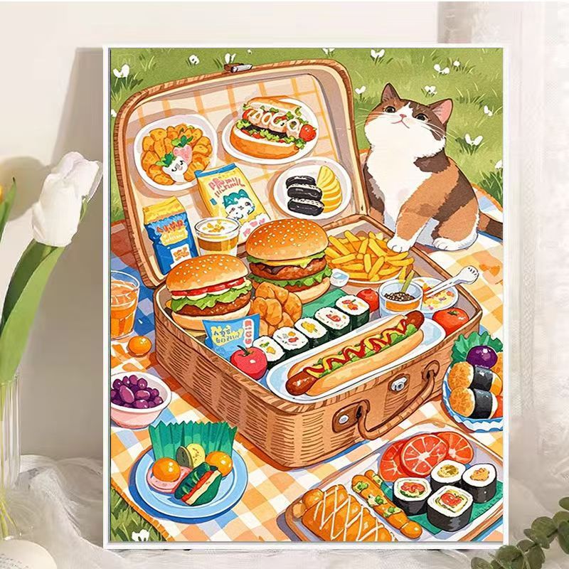 Picnic-Themed Food Illustration Wall Art