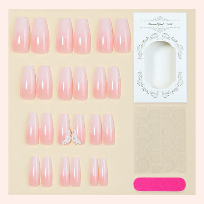 Elegant Press-On Nail Set with Floral Accents Acalora