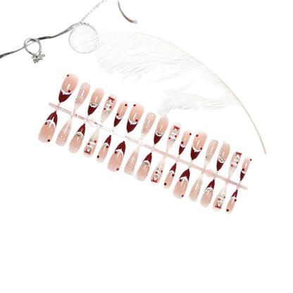 Artificial nails with festive designs and glitter accents Acalora