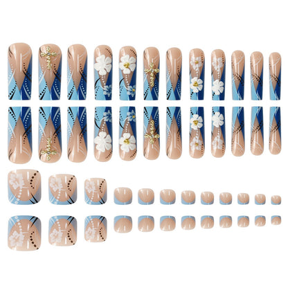 Floral Design Long Press-On Nails Acalora