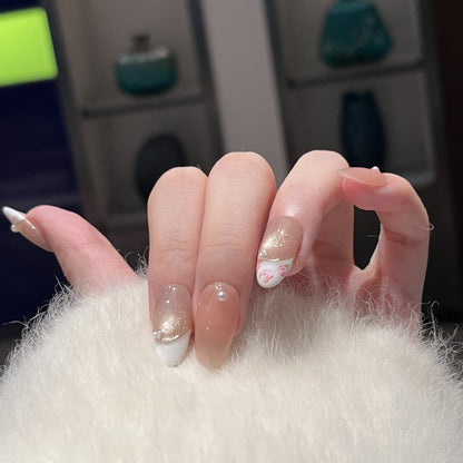 Glittery Floral Press-On Nail Set Acalora