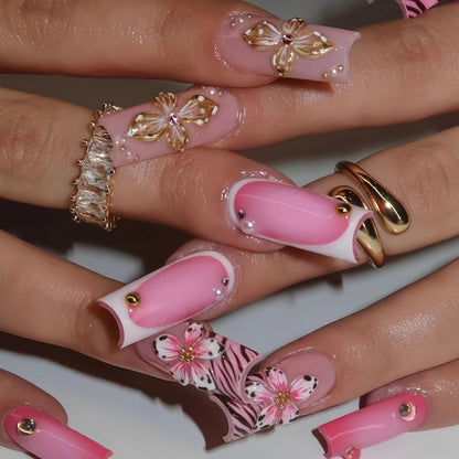 Artistic Floral Acrylic Nail Art Acalora
